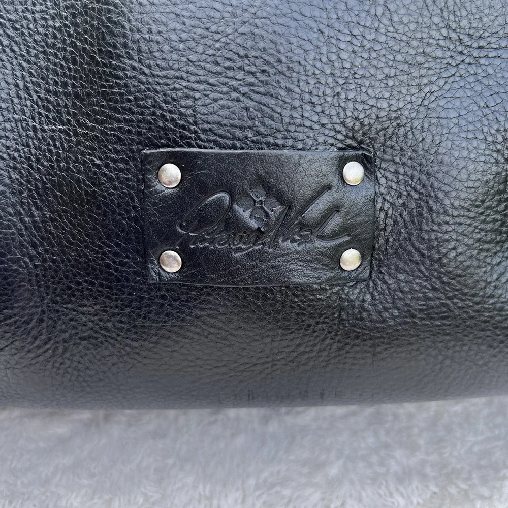 Patricia Nash Pebbled Leather Zip Top Tote Black Work Laptop Shoulder Bag Large